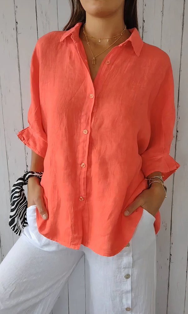 Kvinnors linne skjorta - avslappnad sommartopp för chic stil