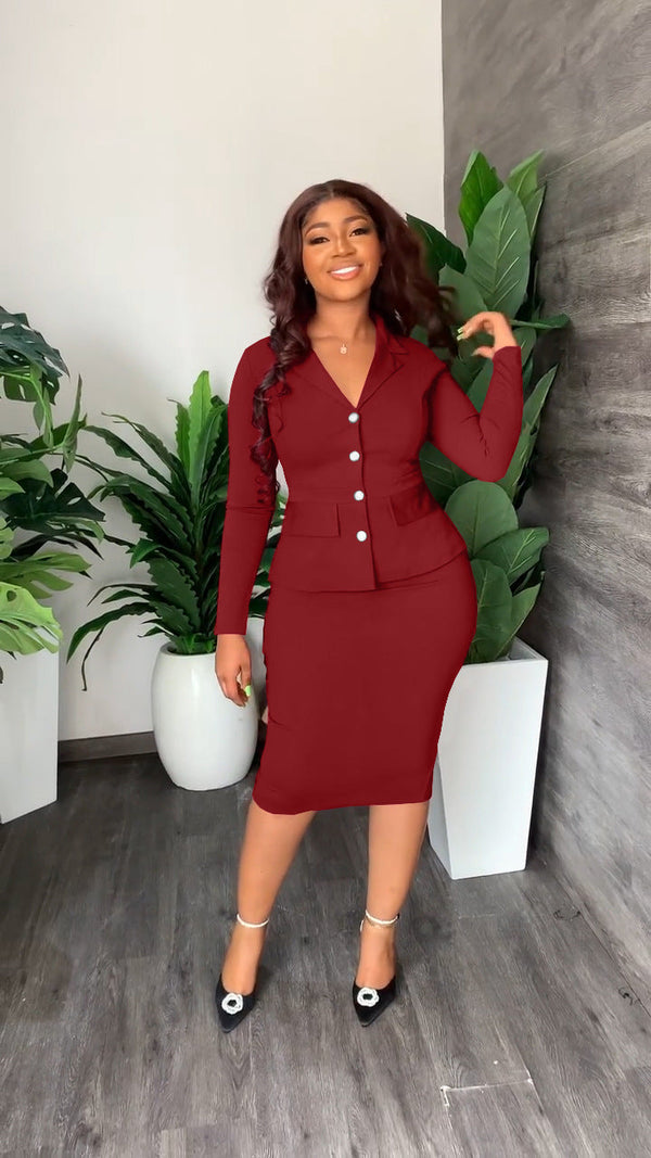 2-dela elegant kostym för damer - matchande kavaj och pennkjol