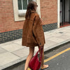 Brun mockajacka - chic oversized ytterplagg för kvinnor