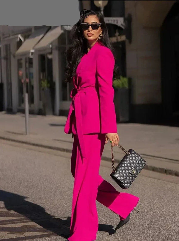 2-delat blazer set för kvinnor - stilfull kostym med byxor