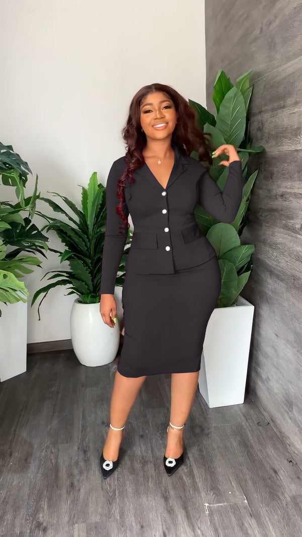 2-dela elegant kostym för damer - matchande kavaj och pennkjol