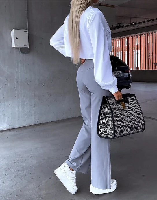 Kvinnors avslappnade byxor – stiliga vida byxor för vardagsbruk och kontoret