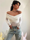 Långärmad off-shoulder blus - stilfull topp för kvinnor