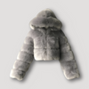 Cropped hoodie van imitatiebont - luxe dames jas met ritssluiting - Bakkermode.nl