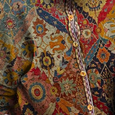 Vintage mönstrad jacka - elegant flerfärgad knäppjacka för damer