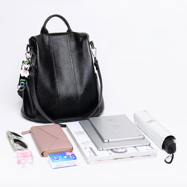 Kvinnors läderryggsäck - stilfull anti-tjuv ryggsäck för vardagsbruk, chic design, praktisk och säker