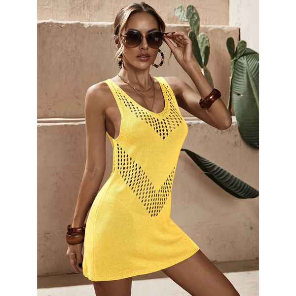 Kvinnors lätta sommarklänning - elegant öppen stickad design för varma dagar