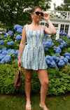 Kvinnors avslappnade blommig skortklänning - lätt sommarplagg i blått