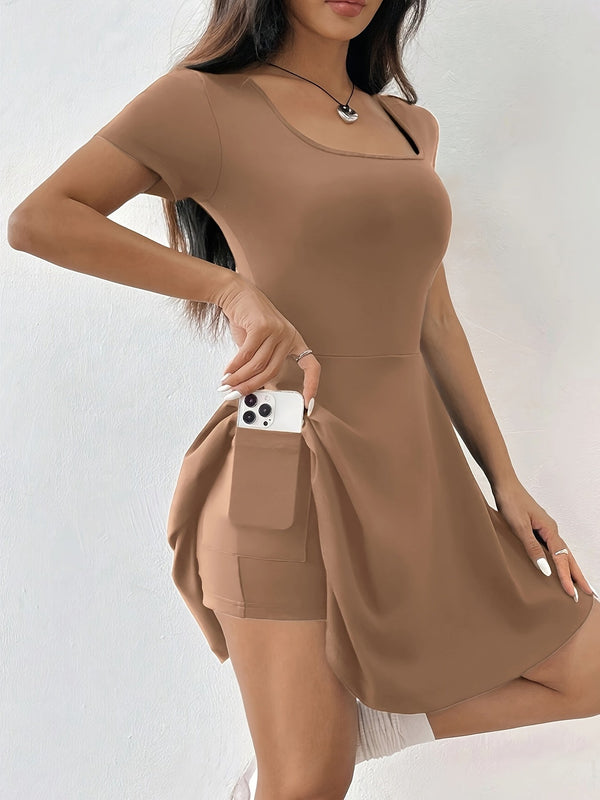 Kvinnors avslappnade kort skaterklänning - mjukt stretchtyg för en chic vardagsstil