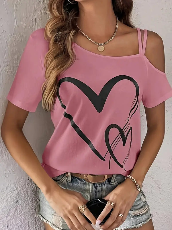 Dam t-shirt med kalla axlar – avslappnad passform för casual stil