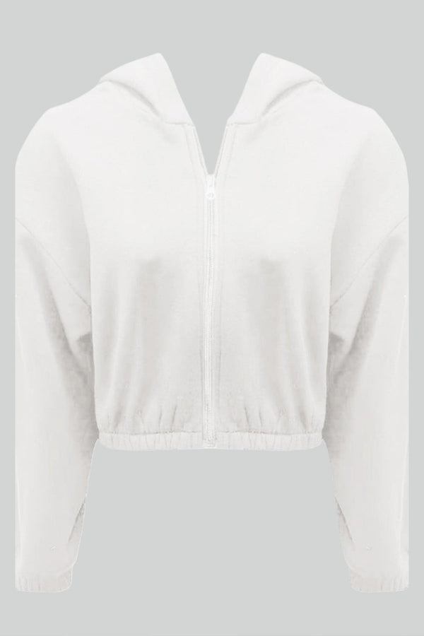 Kvinnors cropped hoodie i trendig zip-up design - avslappnad vardagsstil, mjukt tyg