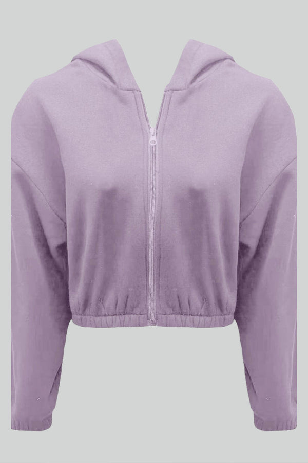 Kvinnors cropped hoodie i trendig zip-up design - avslappnad vardagsstil, mjukt tyg