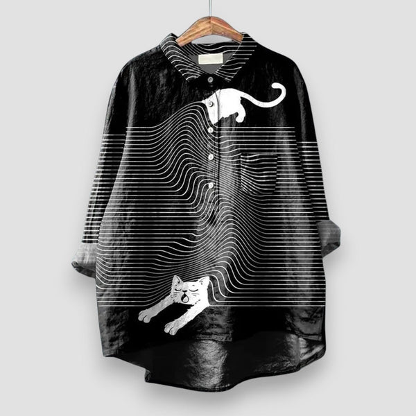 Kvinnors hundtryckströja - lekfull och casual stil med lätta material