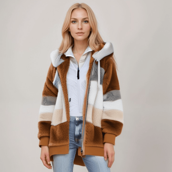 Damfleece hoodie – mjuk och avslappnad jacka i zip-up stil för vardagsbruk