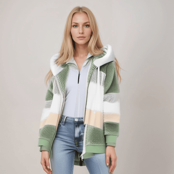 Damfleece hoodie – mjuk och avslappnad jacka i zip-up stil för vardagsbruk