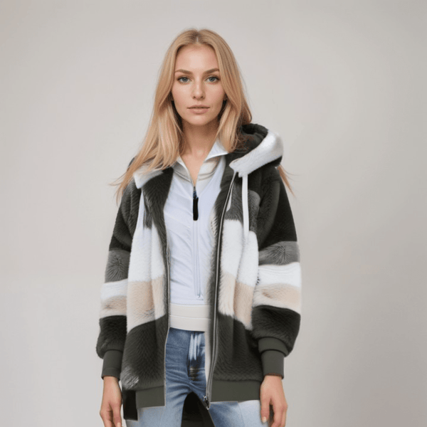 Damfleece hoodie – mjuk och avslappnad jacka i zip-up stil för vardagsbruk