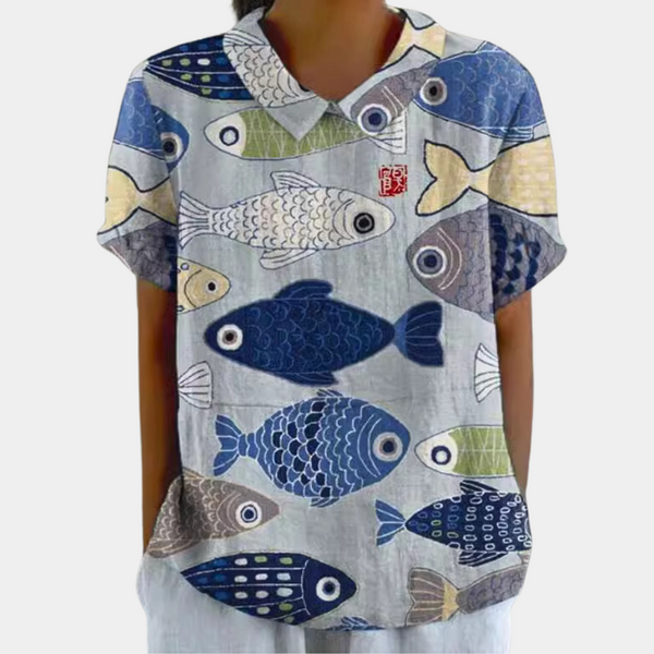 Blommig blus för kvinnor - avslappnad passform för lediga tillfällen, mjukt och lätt material