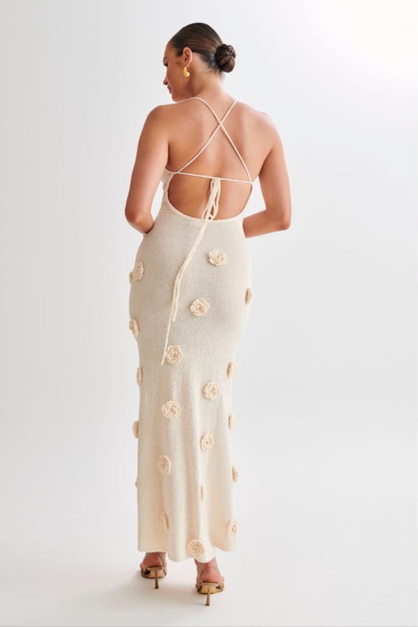 Kvinnors blommig maxi klänning med utsmyckningar för festliga tillfällen - elegant slipklänning i blommönster