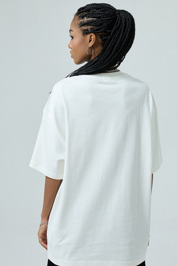 Dam oversize t-shirt - avslappnad passform med troende motiv för vardagligt bruk