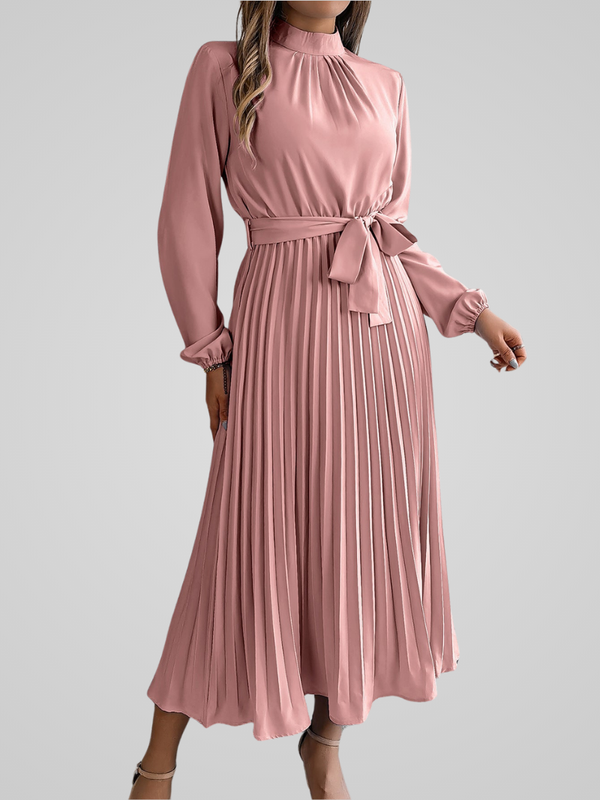 Kvinnors plisserad maxiklänning - stilrent långärmad klänning för speciella tillfällen