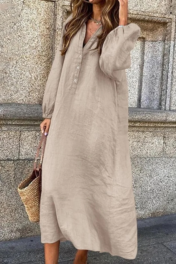 Kvinnors avslappnade linneskjortklänning - elegant och vardaglig stil