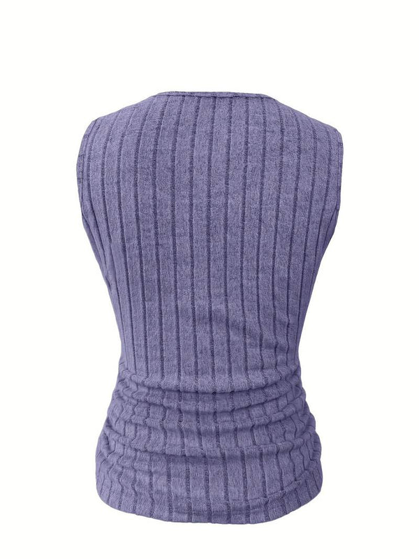 Kvinnors ribbad ärmlös topp - mångsidig sommarklädsel för avslappnade outfits