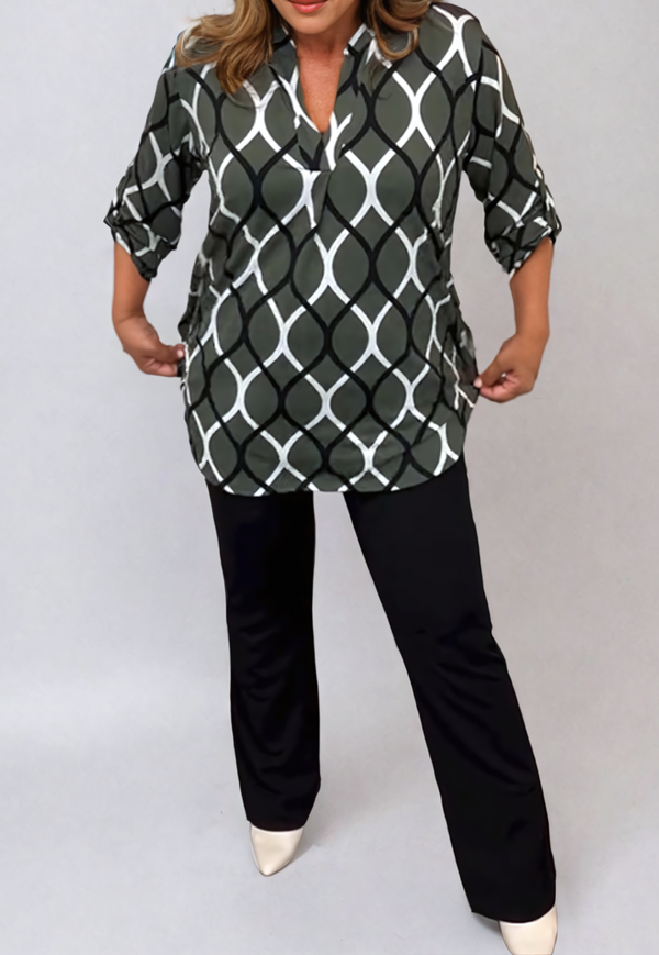 Kvinnors avslappnade blus – lätt och mysig för vardagsbruk – stilfull långärmad topp för kontoret eller fritidsaktiviteter