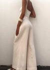 Kvinnors vida byxor i eleganta beige – skräddarsydd passform för kontor eller kvällsevenemang
