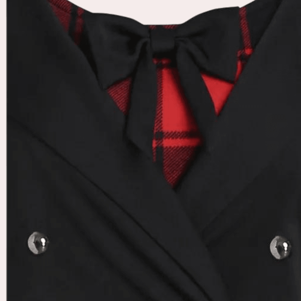 A-linjekjol med rutigt mönster - elegant långärmad klänning för damer