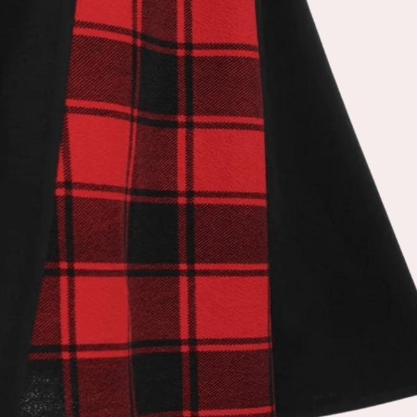 A-linjekjol med rutigt mönster - elegant långärmad klänning för damer