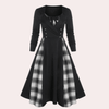 A-linjekjol med rutigt mönster - elegant långärmad klänning för damer