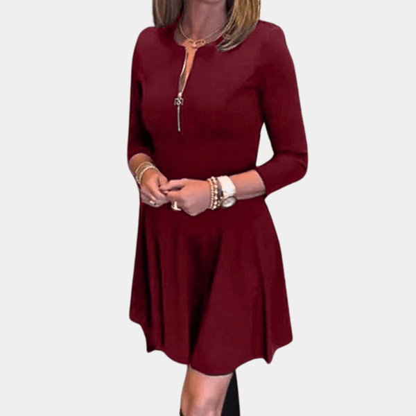 A-linje klänning med rund halsringning - trendig damklänning