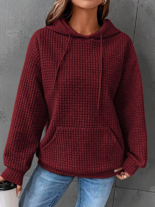 Hooded pullover - quiltad tröja för damer