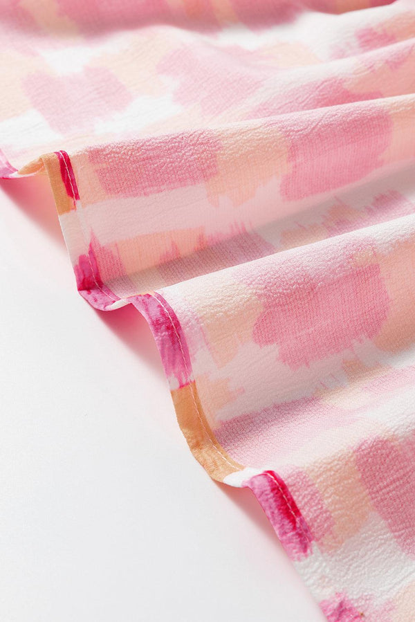 Ärmlös miniklänning - abstrakt rosa mönster damklänning