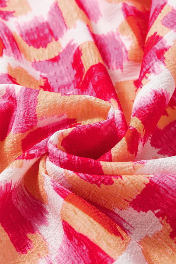 Ärmlös miniklänning - abstrakt rosa mönster damklänning