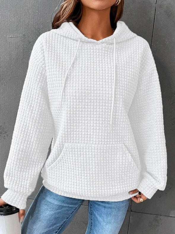 Hooded pullover - quiltad tröja för damer
