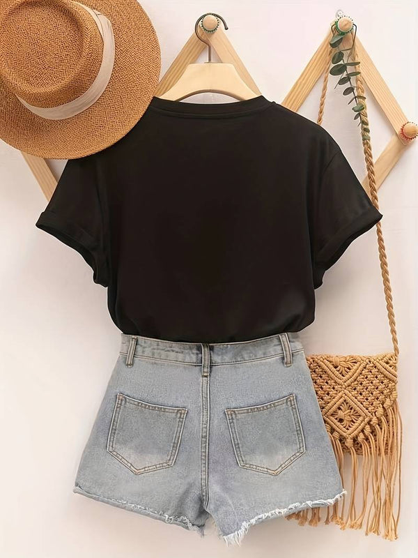 Kvinnors t-shirt med avslappnad passform - mjukt material för vardagsbruk