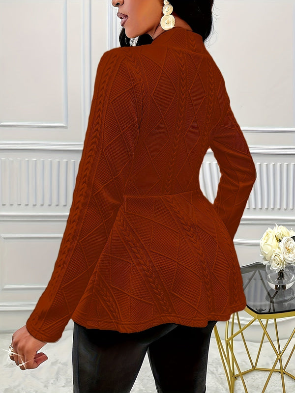 Kvinnors texturerade långärmad kavaj - stiligt arbetskläder för damer