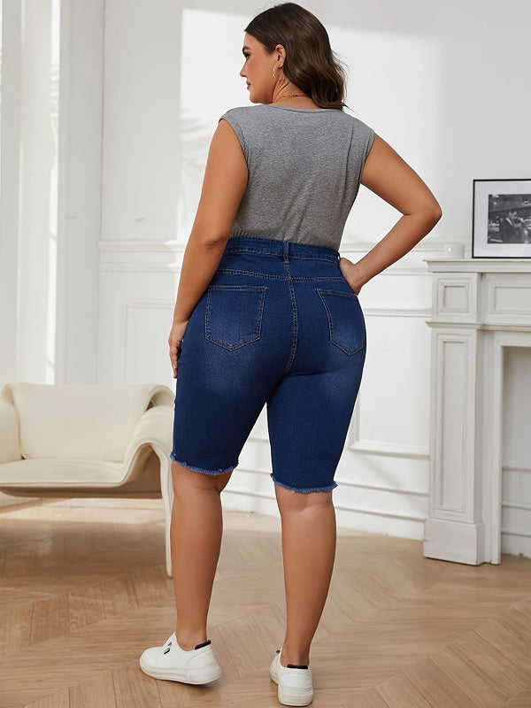 Kvinnors högmidjade jeansshorts – mångsidiga bermudashorts för sommardagar