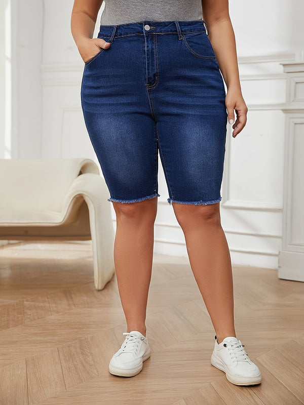 Kvinnors högmidjade jeansshorts – mångsidiga bermudashorts för sommardagar