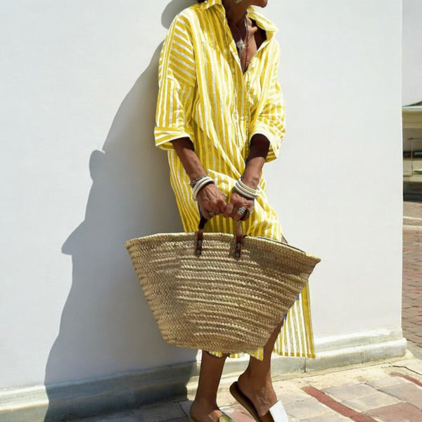 Skjortklänning - avslappnad passform för damer med ränder