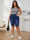 Kvinnors högmidjade jeansshorts – mångsidiga bermudashorts för sommardagar