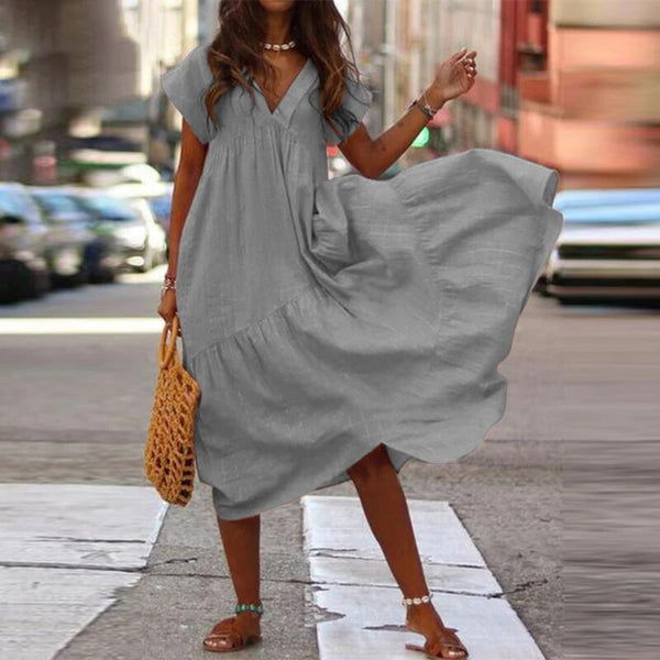 Kvinnors avslappnade sommarklänning - stilren boho med lös passform, lättviktig tyg, för dagsutflykter