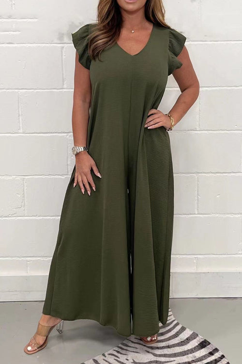 Kvinnors maxiklänning med volangärmar - elegant sommarplagg för trädgårdsfester