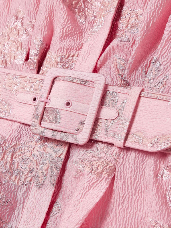 Kvinnors långskjorta med puffärmar - premium blommönster i rosa för kvällsevenemang