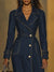 Navy denim trenchcoat - klassisk långärmad jacka för kvinnor