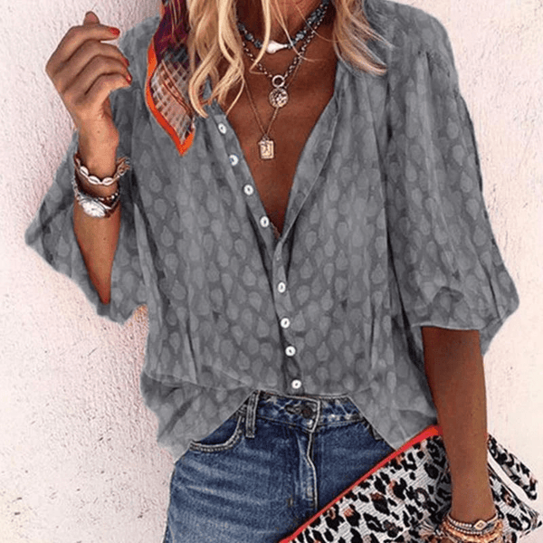 Kvinnors lätta avslappnade topp - elegant kortärmad skjorta för vår/sommar, luftigt tyg, mångsidig stil