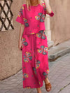 2-delad boho-set för kvinnor - lätt floral outfit för vardagligt bruk - stilren och mångsidig