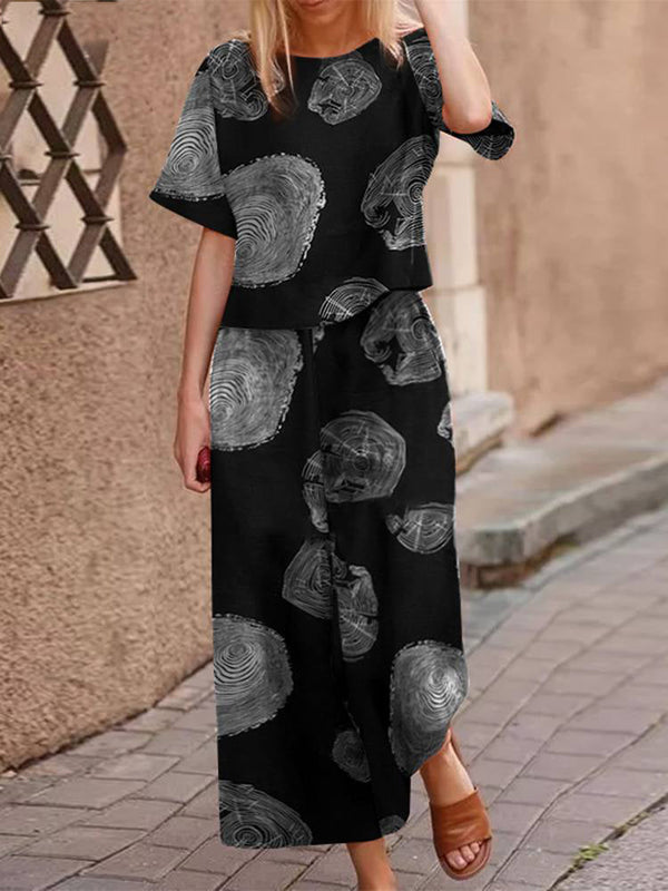 2-delad boho-set för kvinnor - lätt floral outfit för vardagligt bruk - stilren och mångsidig