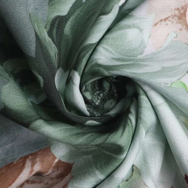 Blus med blommönster - stilren grön damblus